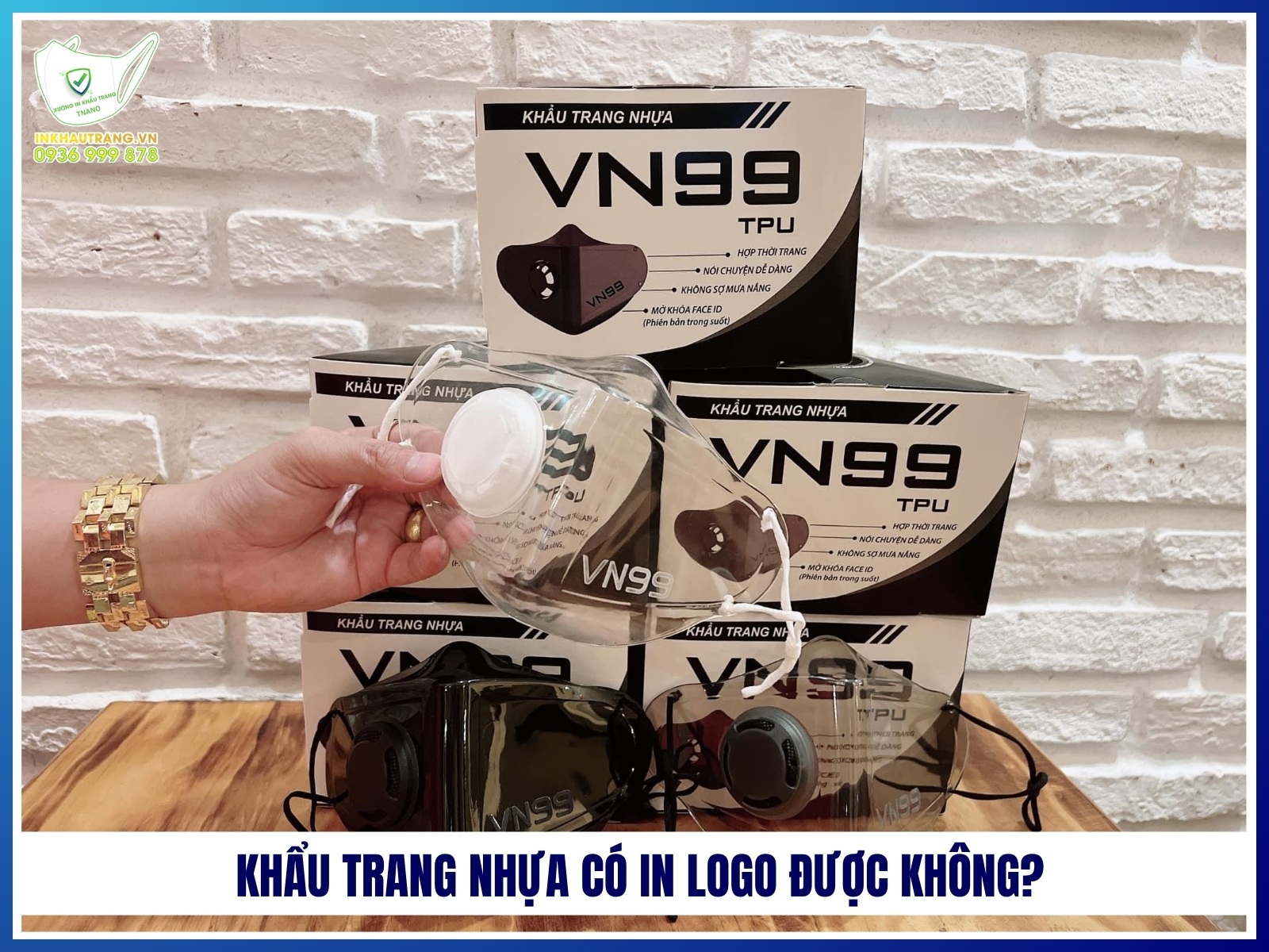 Khau trang nhua co in logo duoc khong