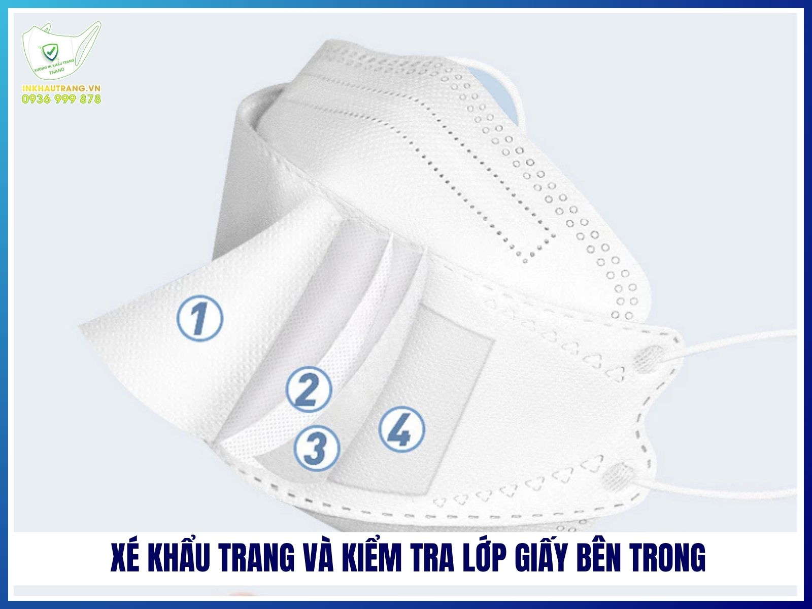 Xé khẩu trang và kiểm tra lớp giấy bên trong