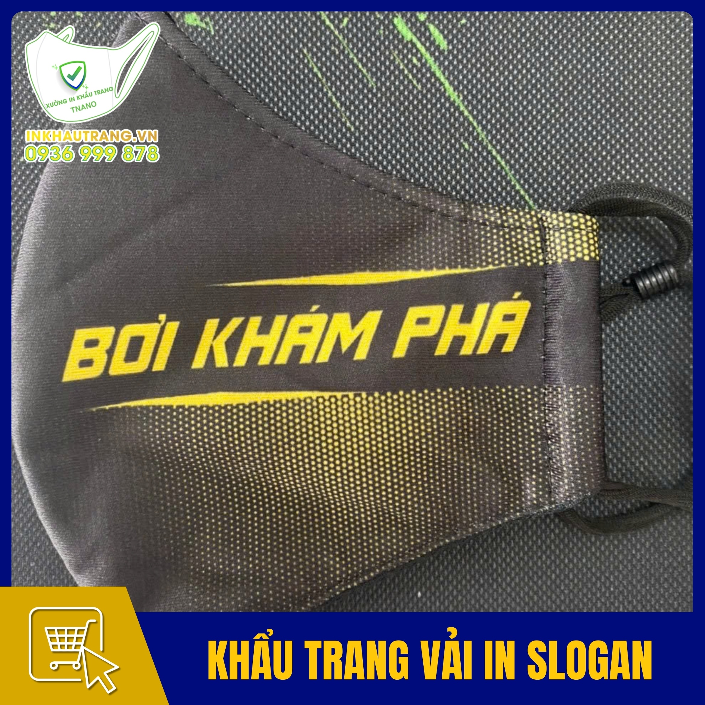 Khau trang vai in slogan
