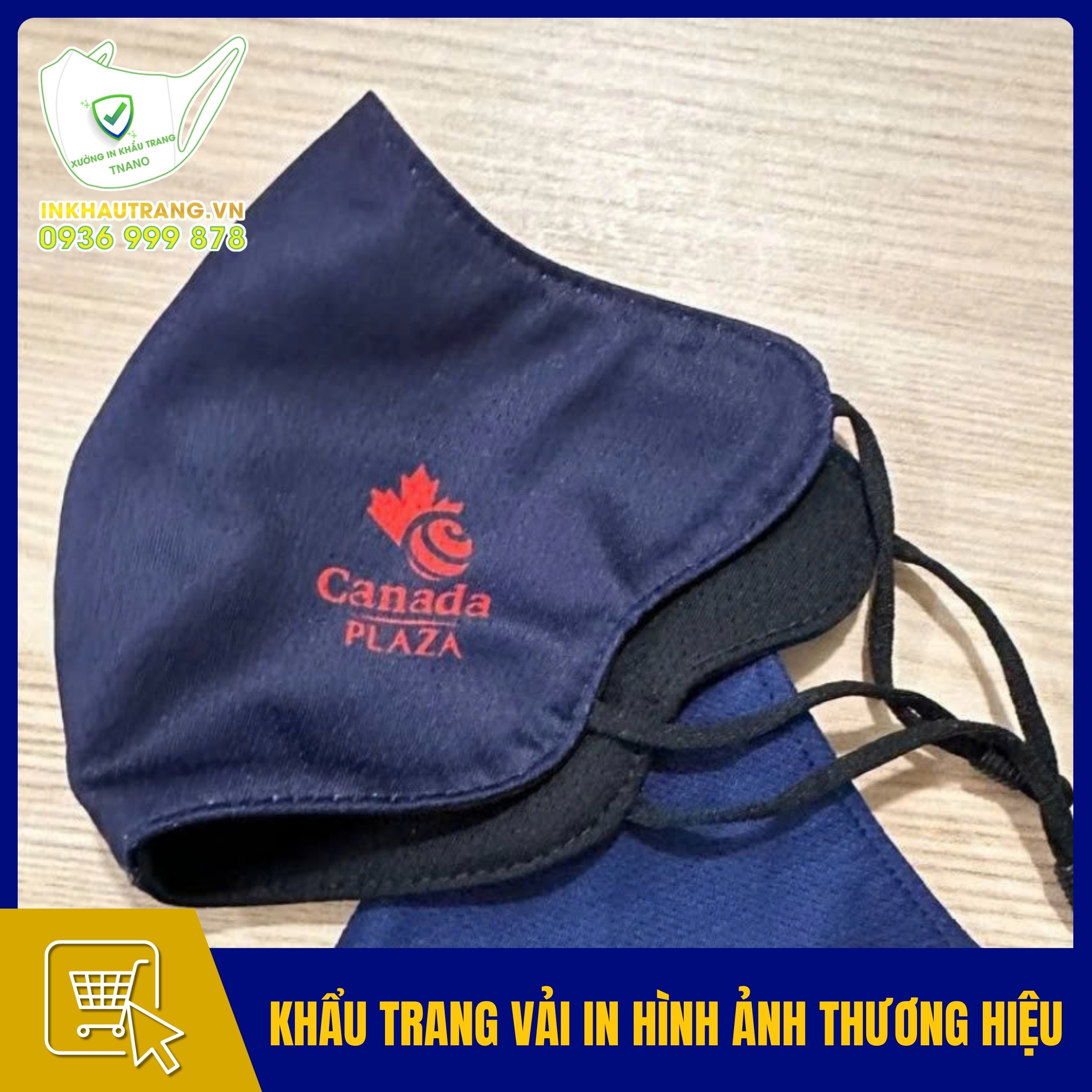 Khau trang vai in hinh anh thuong hieu