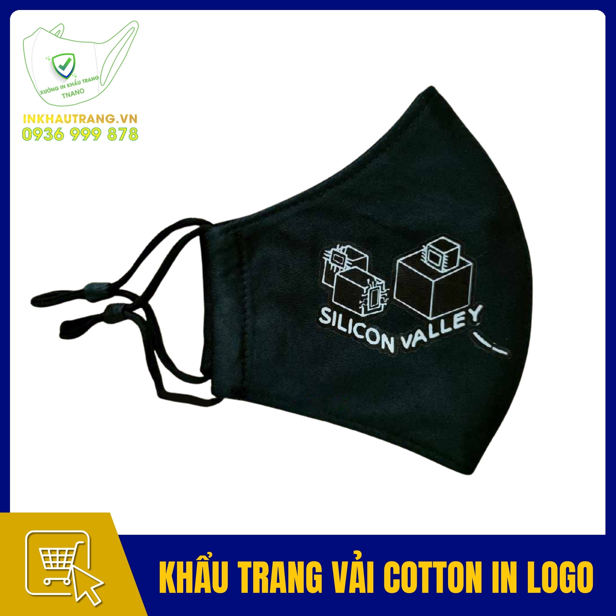 Khau trang vai cotton in logo