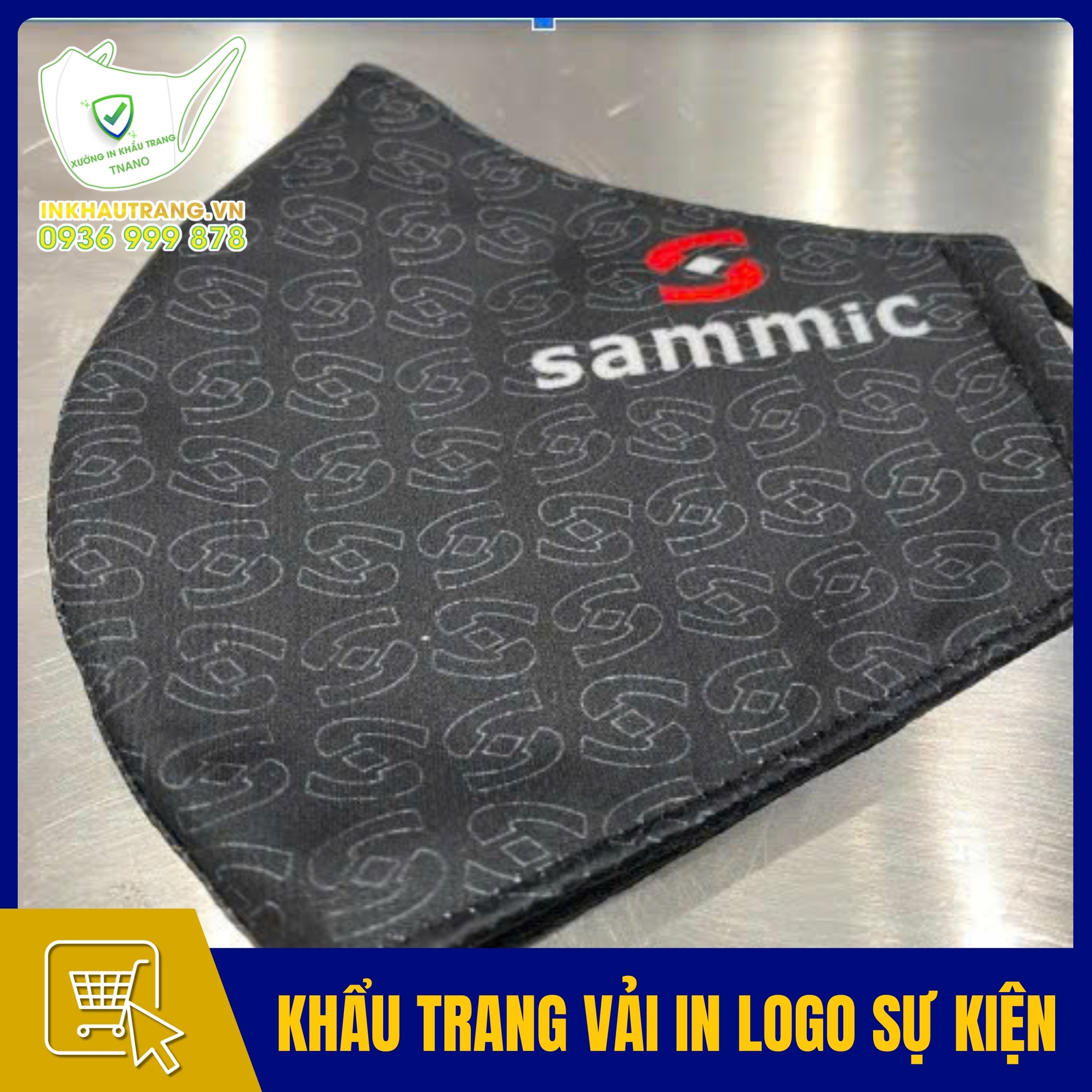 Khau trang vai in logo su kien