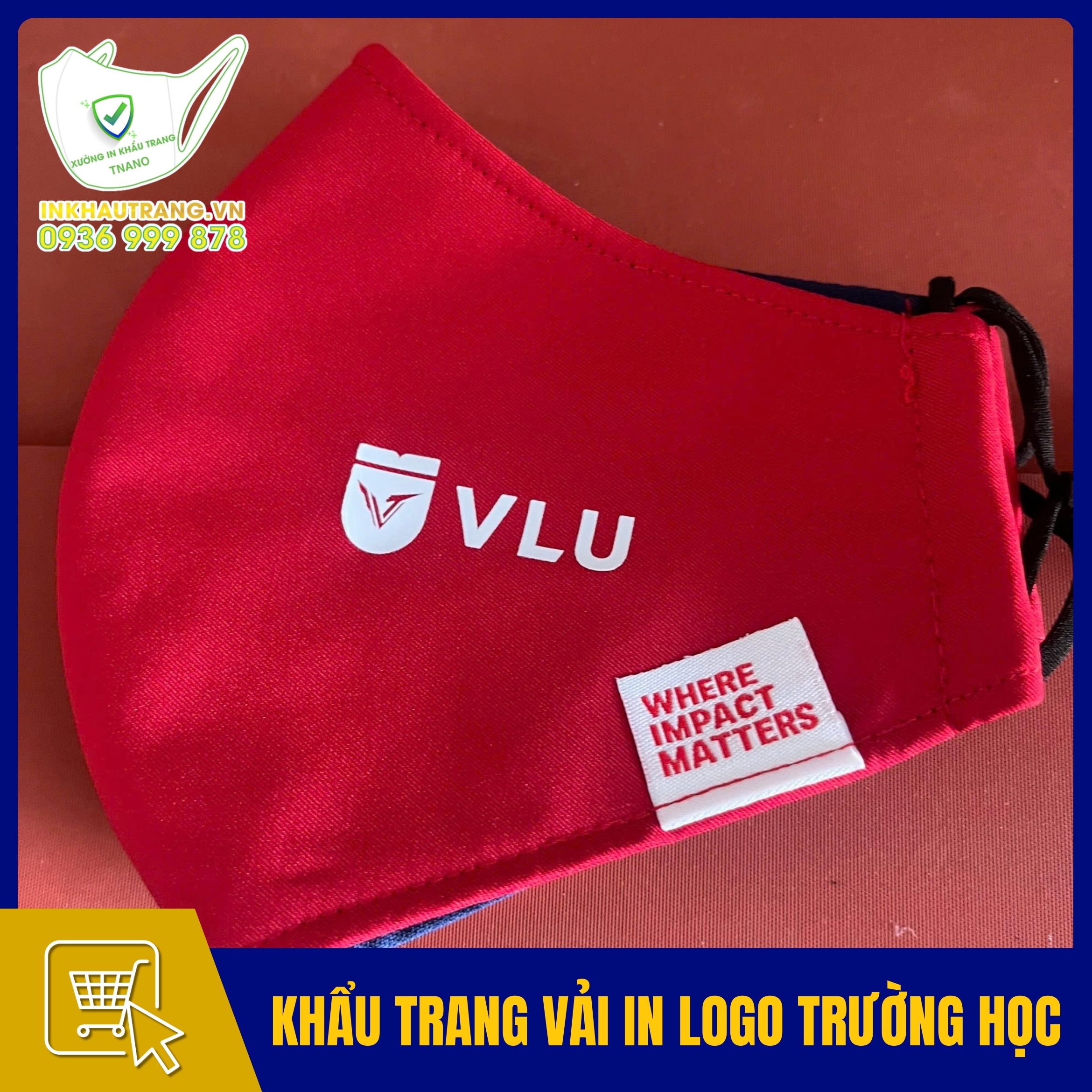 Khau trang vai in logo truong hoc