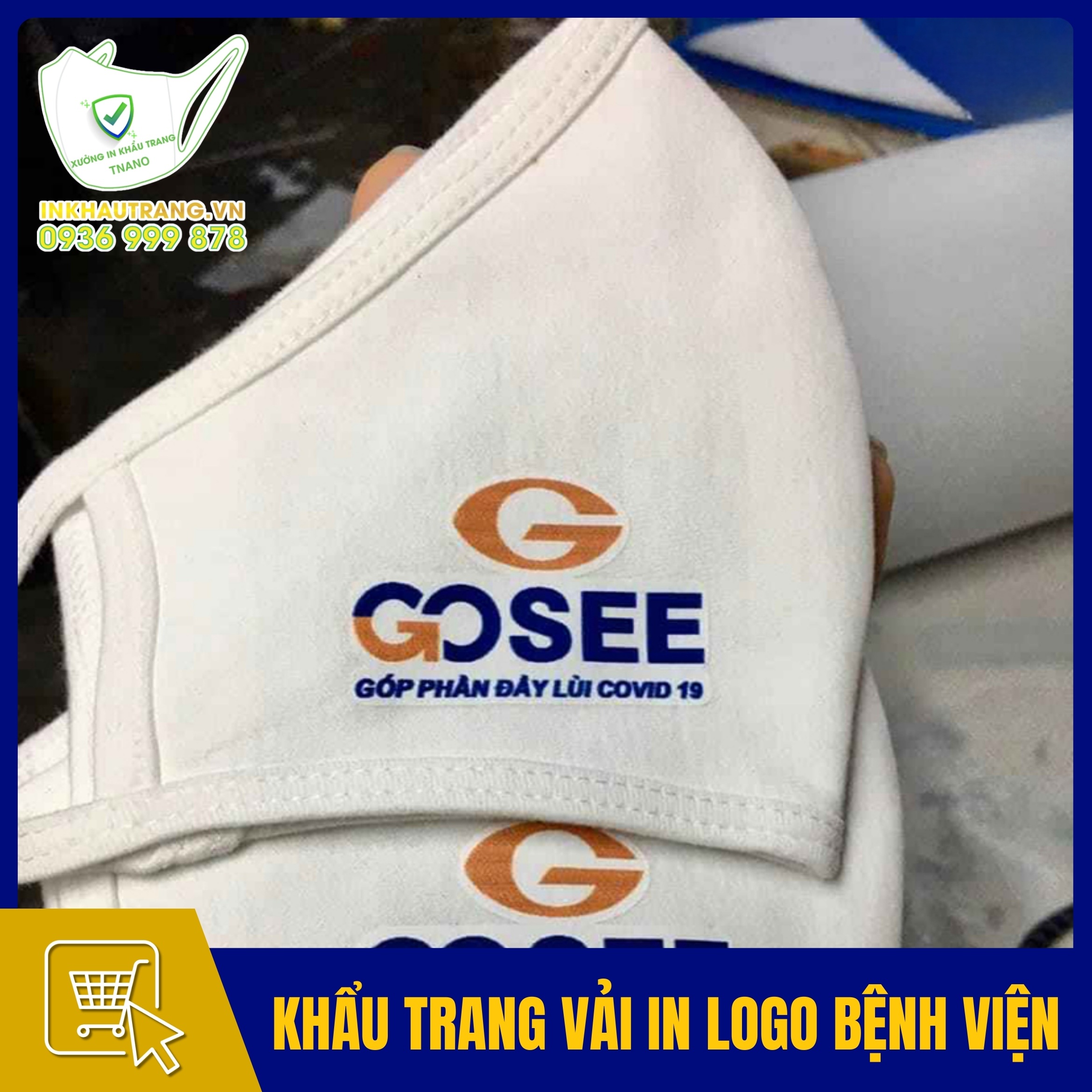 Khau trang vai in logo benh vien