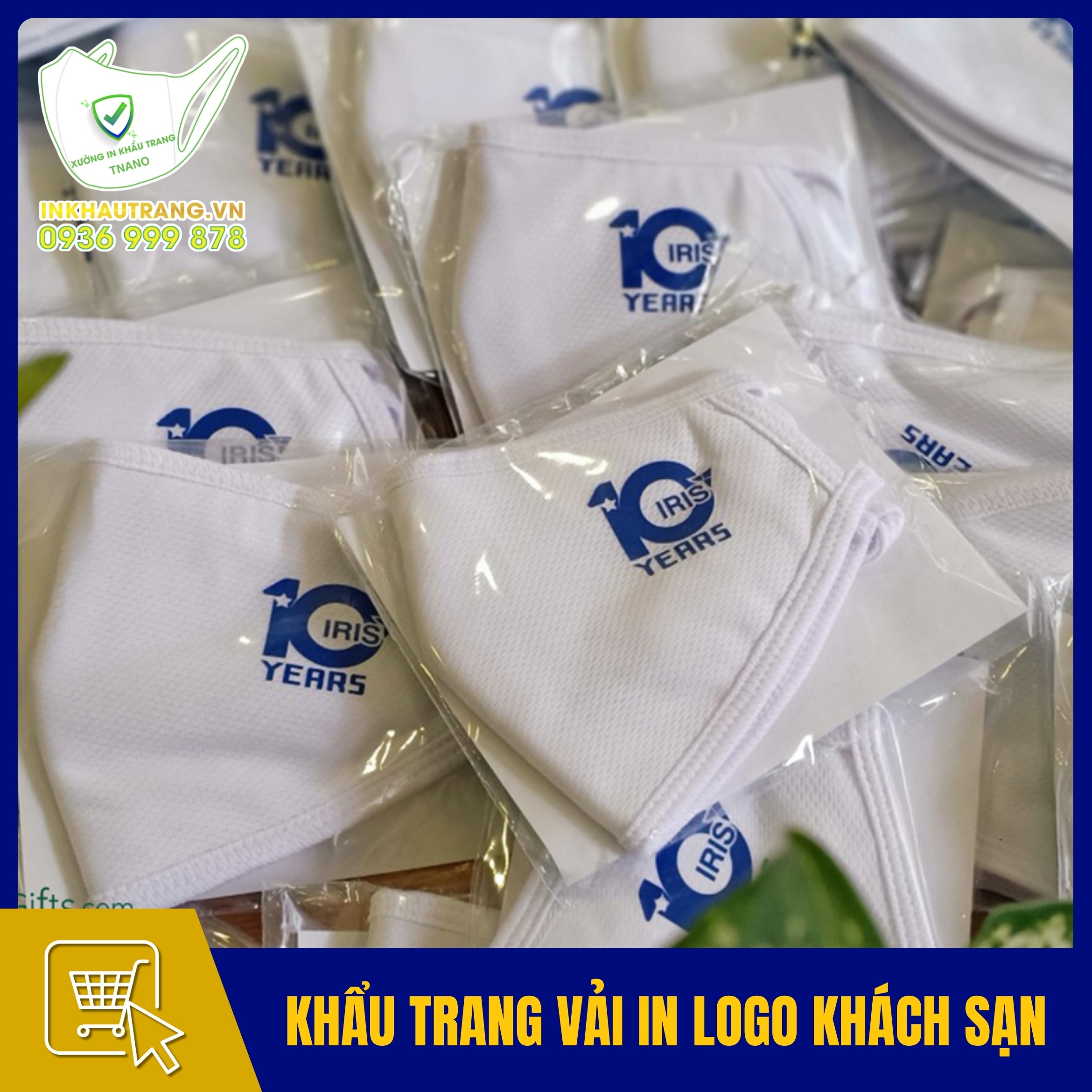 Khau trang vai in logo nha hang – khach san