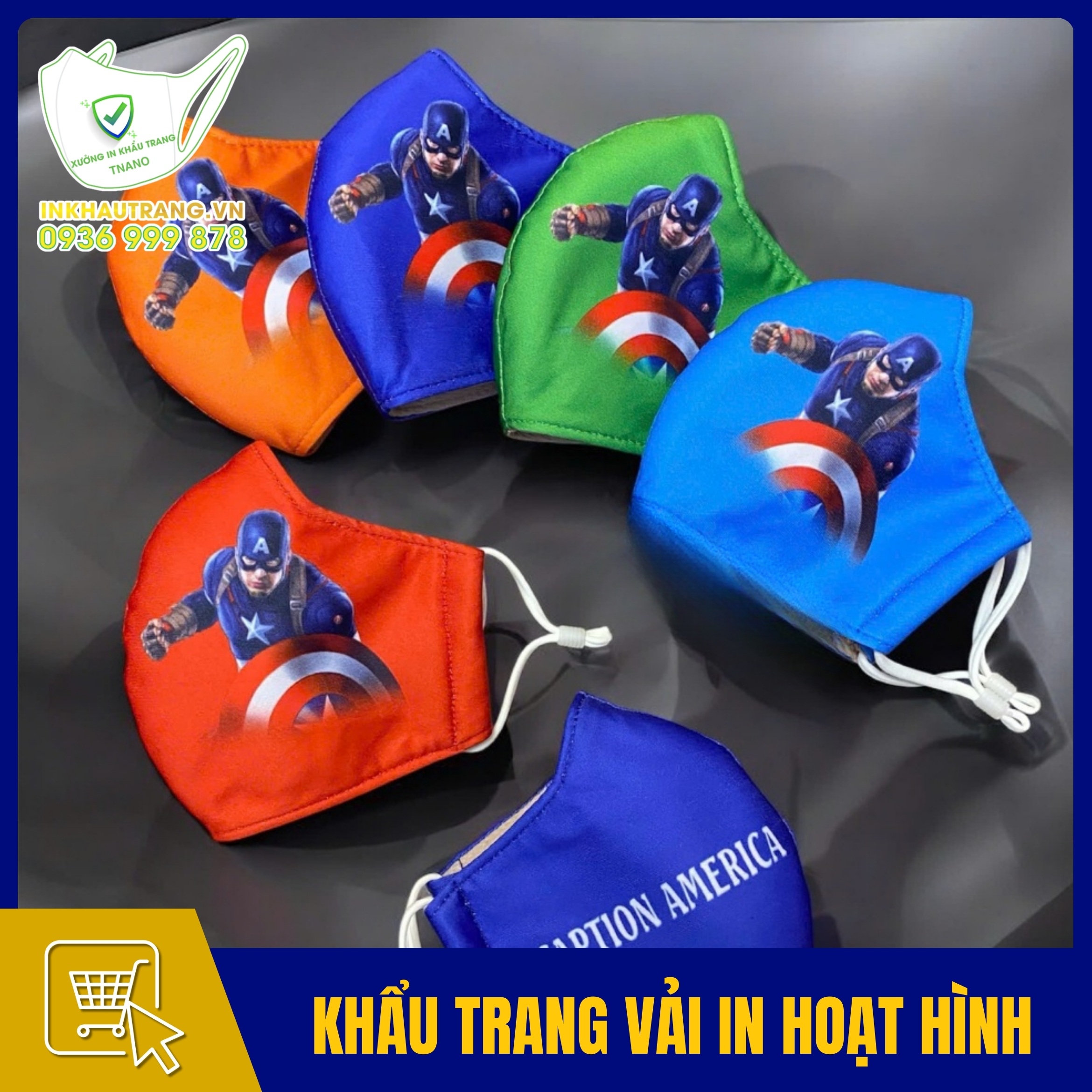 Khau trang vai in hinh nhan vat hoat hinh