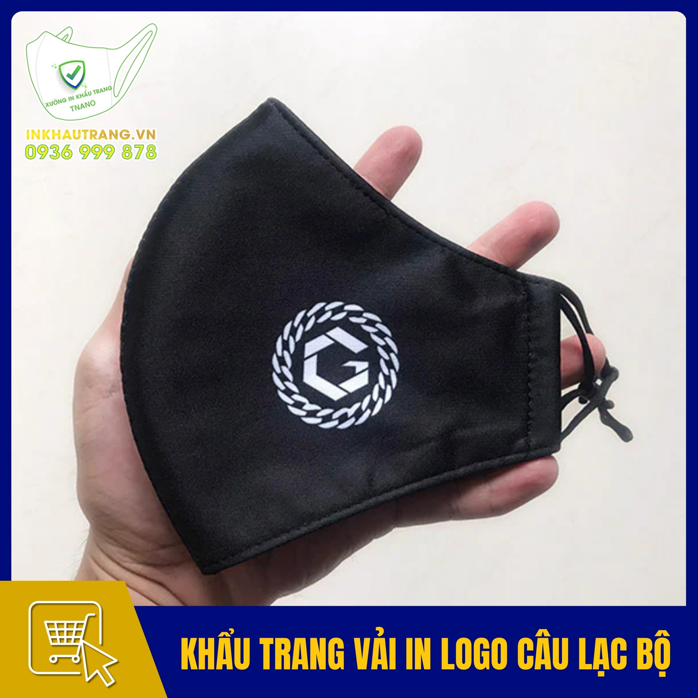 Khau trang vai in logo cau lac bo – doi nhom