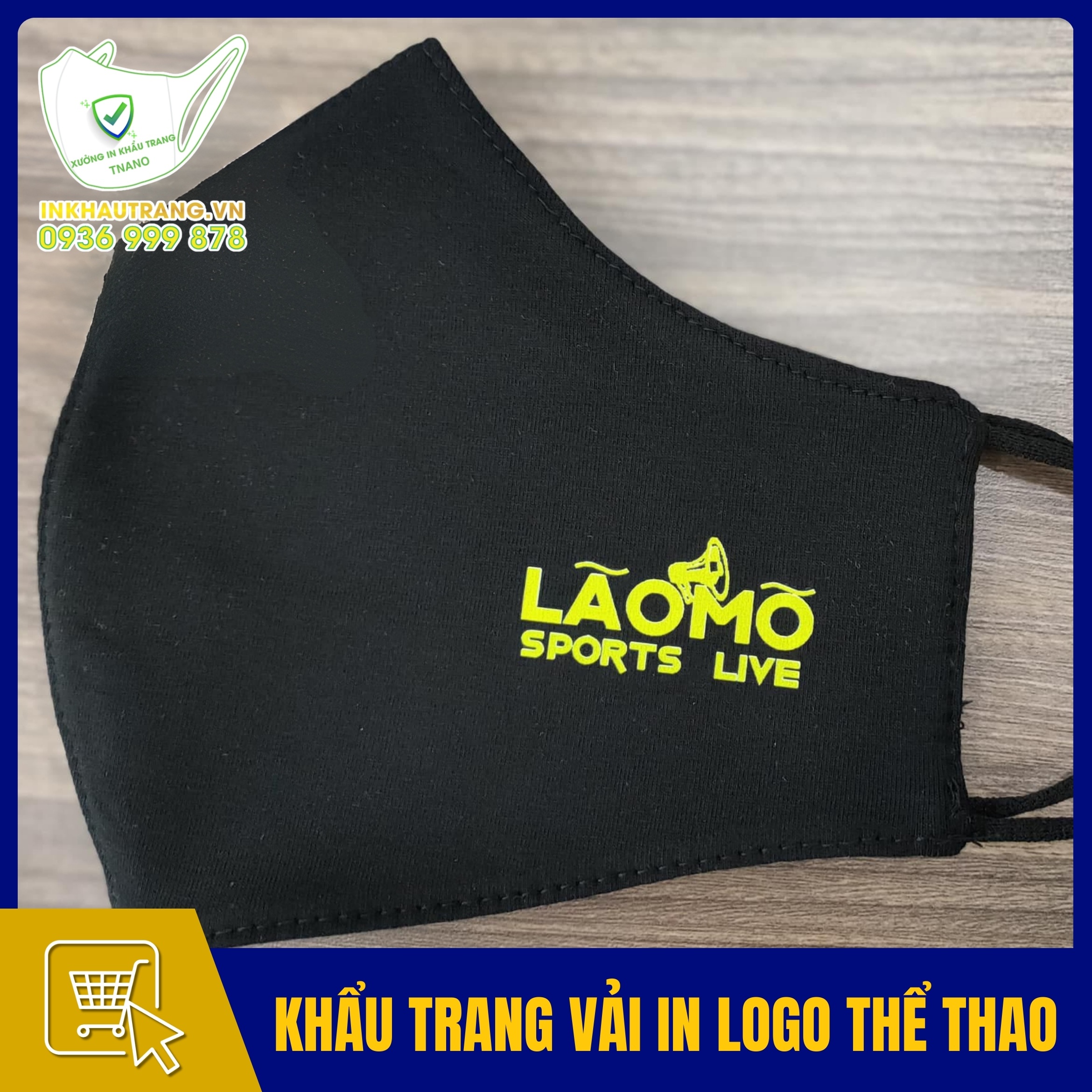 Khau trang vai in logo the thao