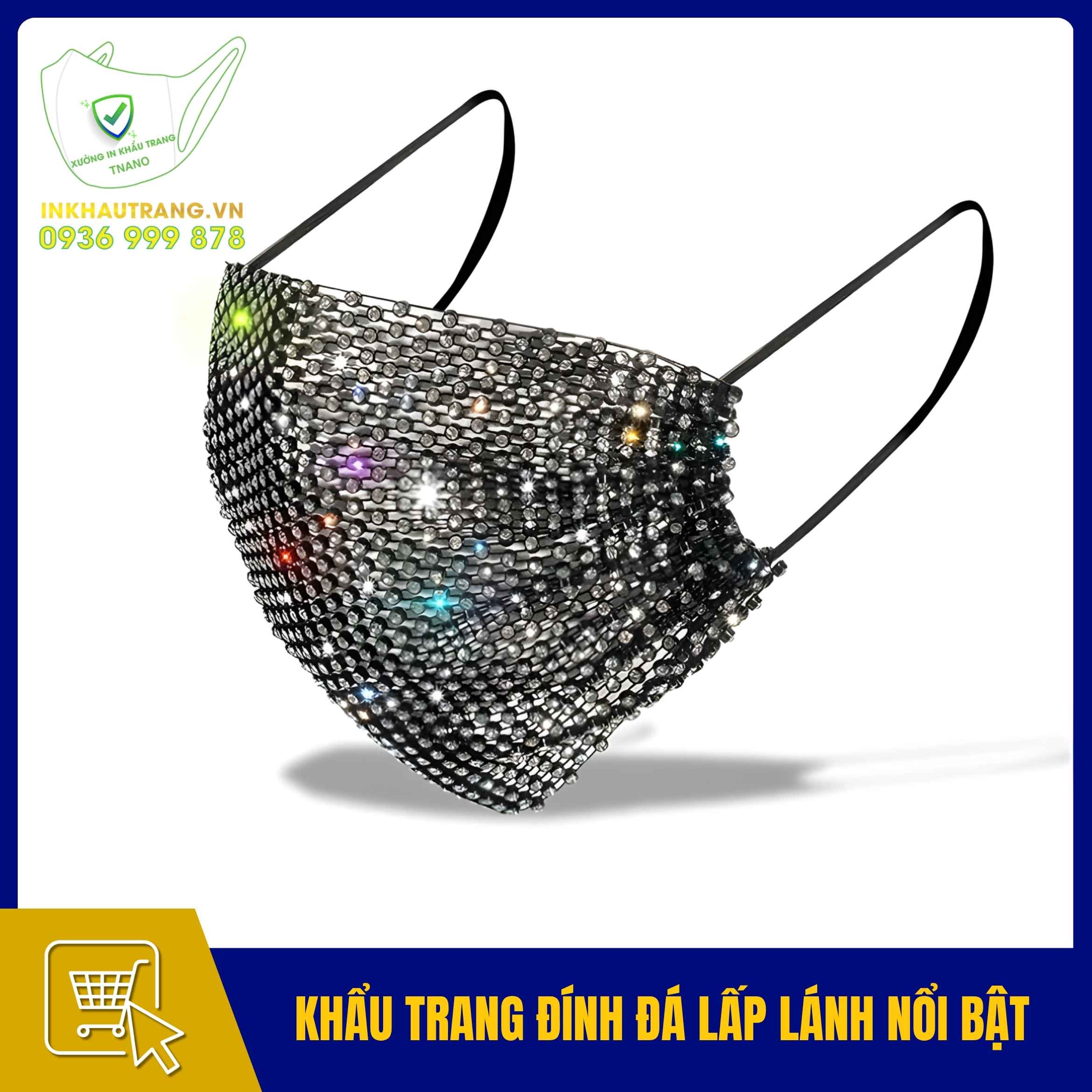 Khẩu trang đẹp độc 43 Khẩu trang đính đá lấp lánh nổi bật