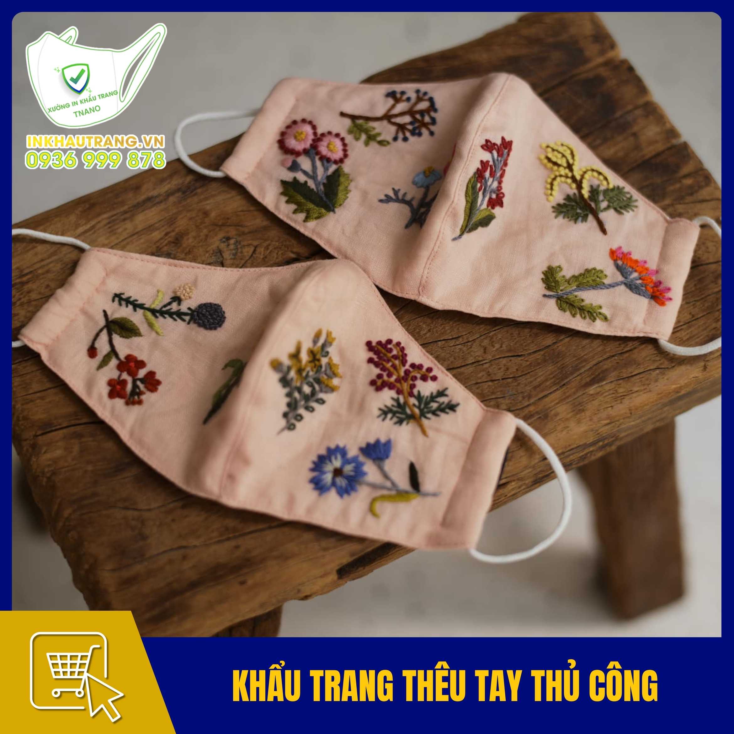 Khẩu trang đẹp độc 47 Khẩu trang thêu tay thủ công