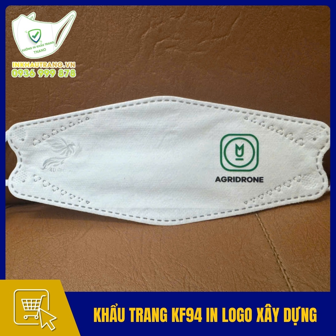 Khau trang KF94 in logo cong ty xay dung