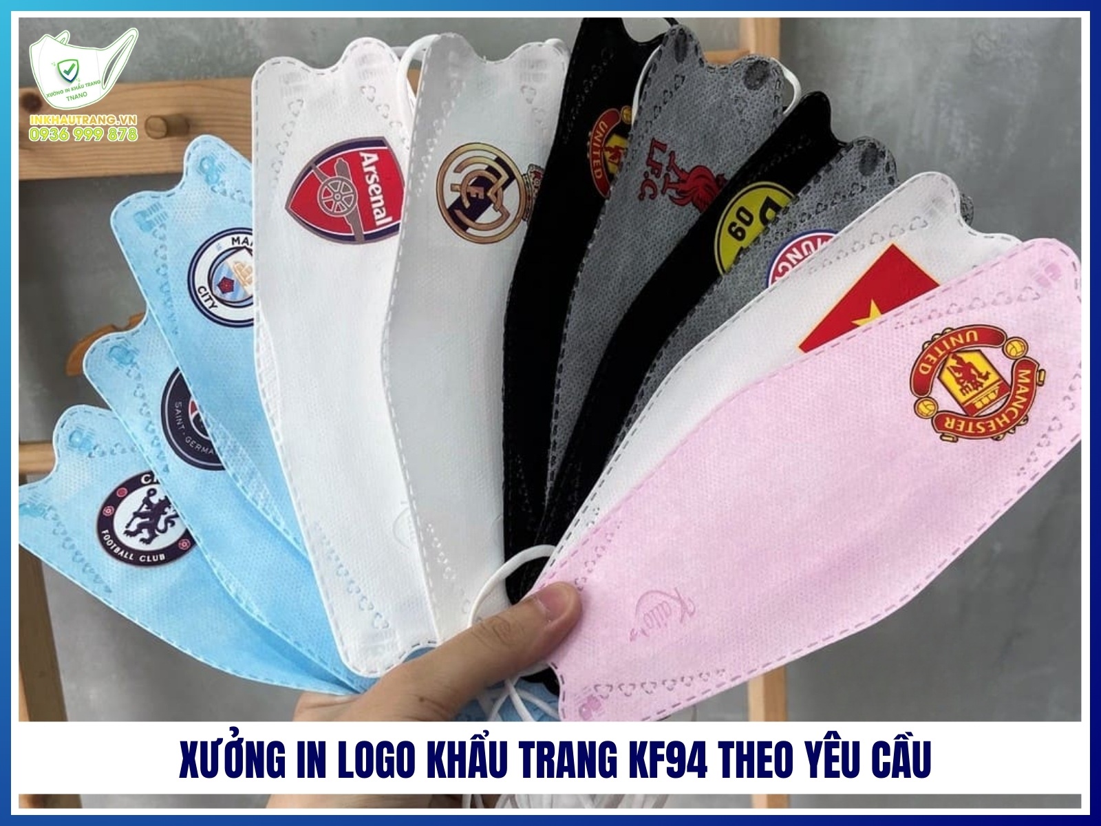 Xuong in logo khau trang KF94 theo yeu cau tu so luong it