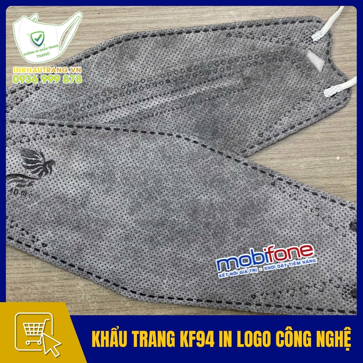 Khau trang KF94 trang in logo cong ty cong nghe