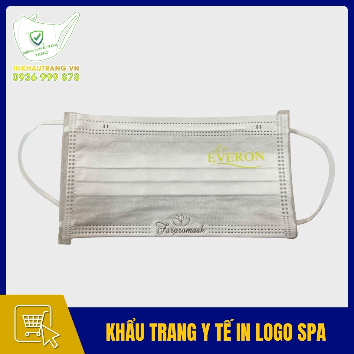 Khau trang y te 3 lop in logo spa va tham my vien