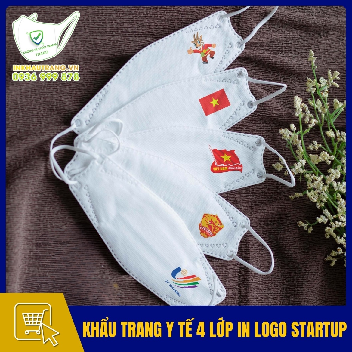 Khau trang y te 4 lop in logo startup cong nghe
