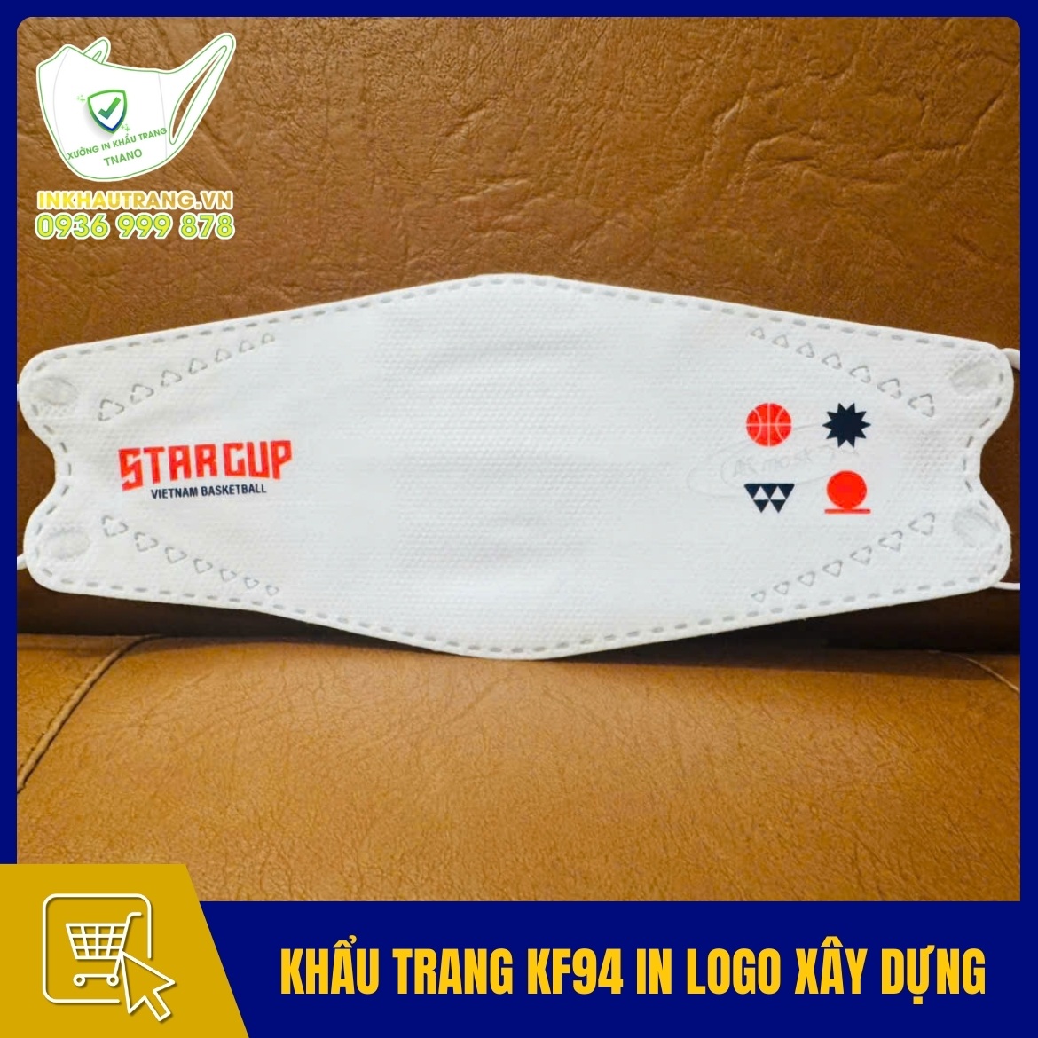 Khau trang KF94 in logo cong ty xay dung