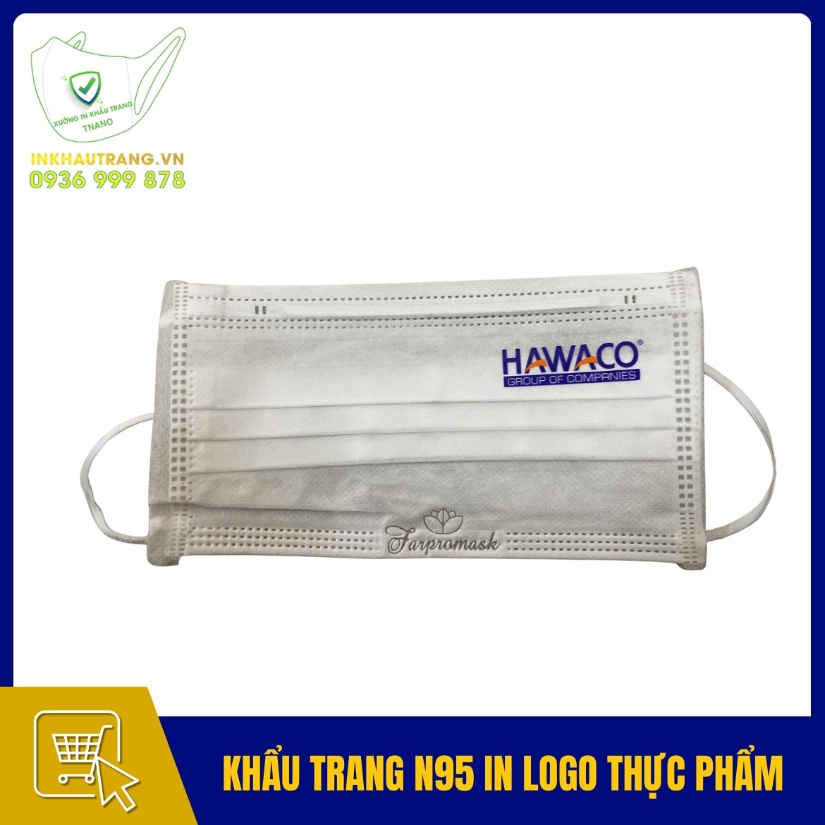 Khau trang N95 in logo cong ty san xuat thuc pham