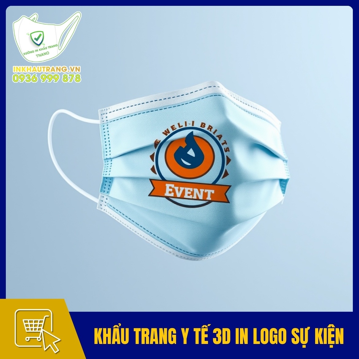 Khau trang y te 3D in logo su kien hoi thao