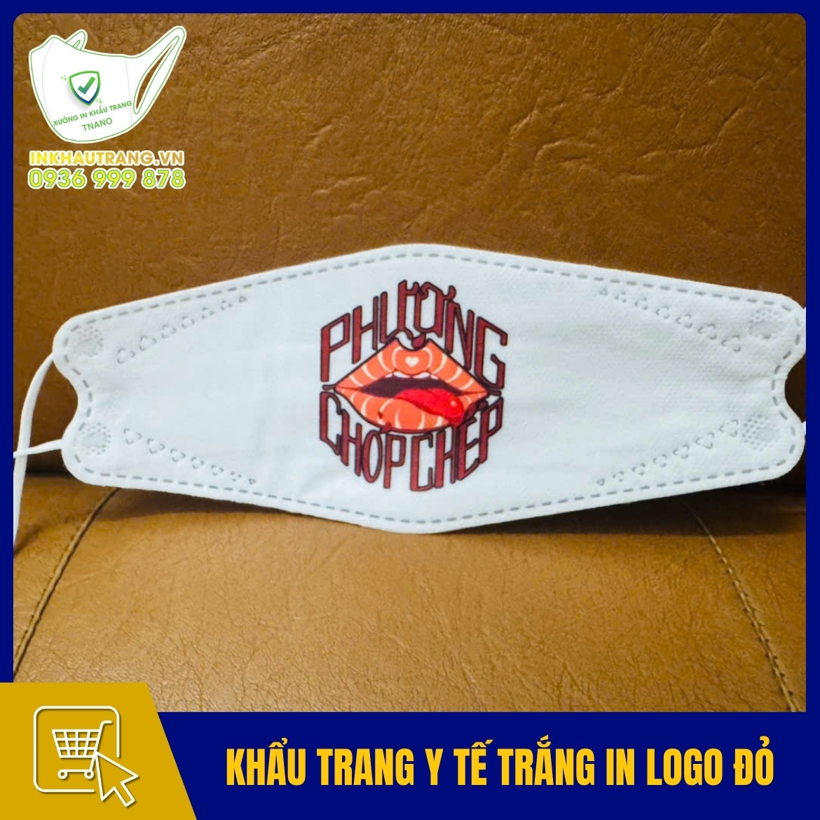 Khau trang y te trang in logo do noi bat