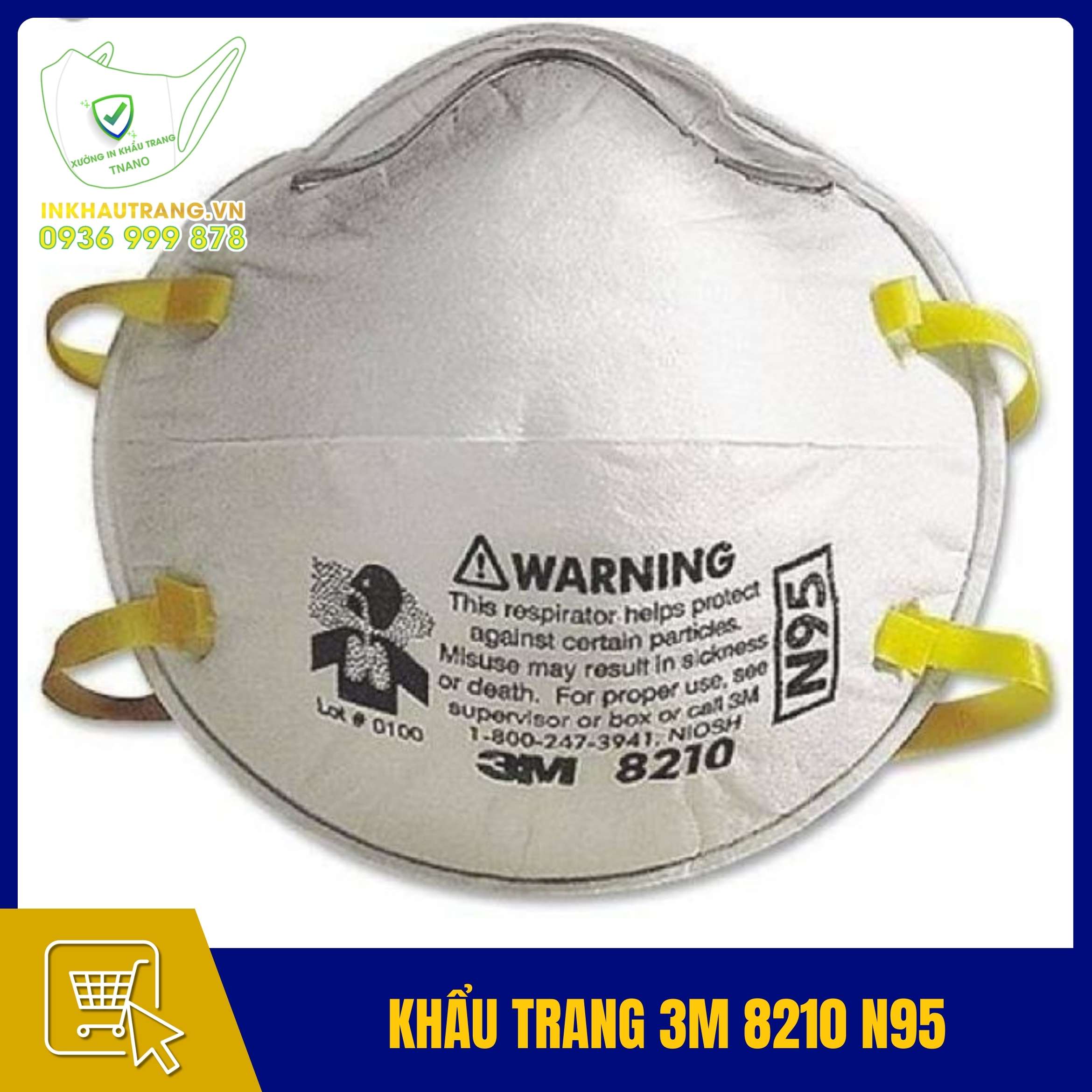 Các loại khẩu trang 3M 27 Khẩu trang 3M 8210 N95 - Thiết kế hình cốc