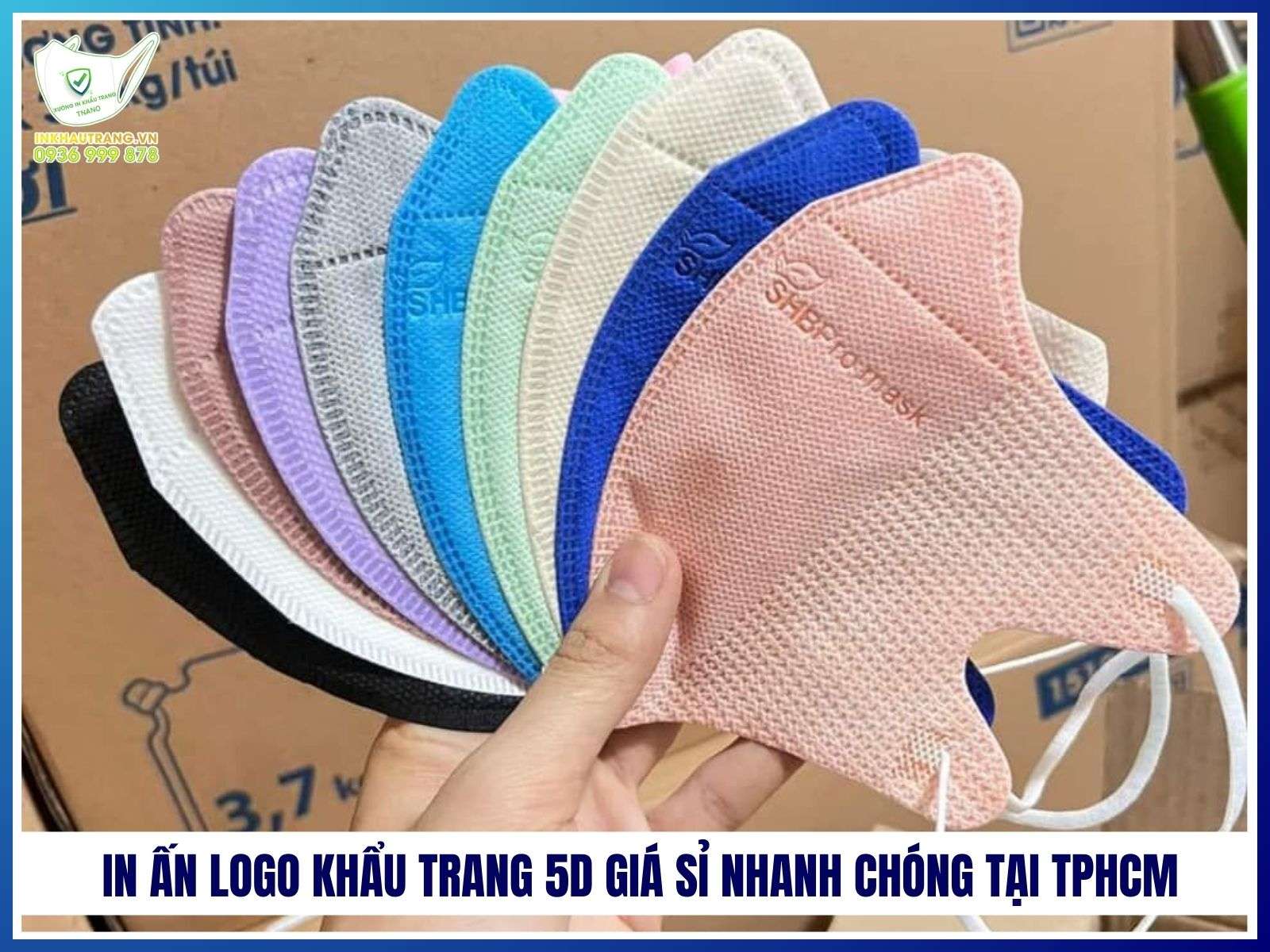 Khẩu trang 5D là gì? 29 In an logo khau trang 5D gia si nhanh chong tai TPHCM