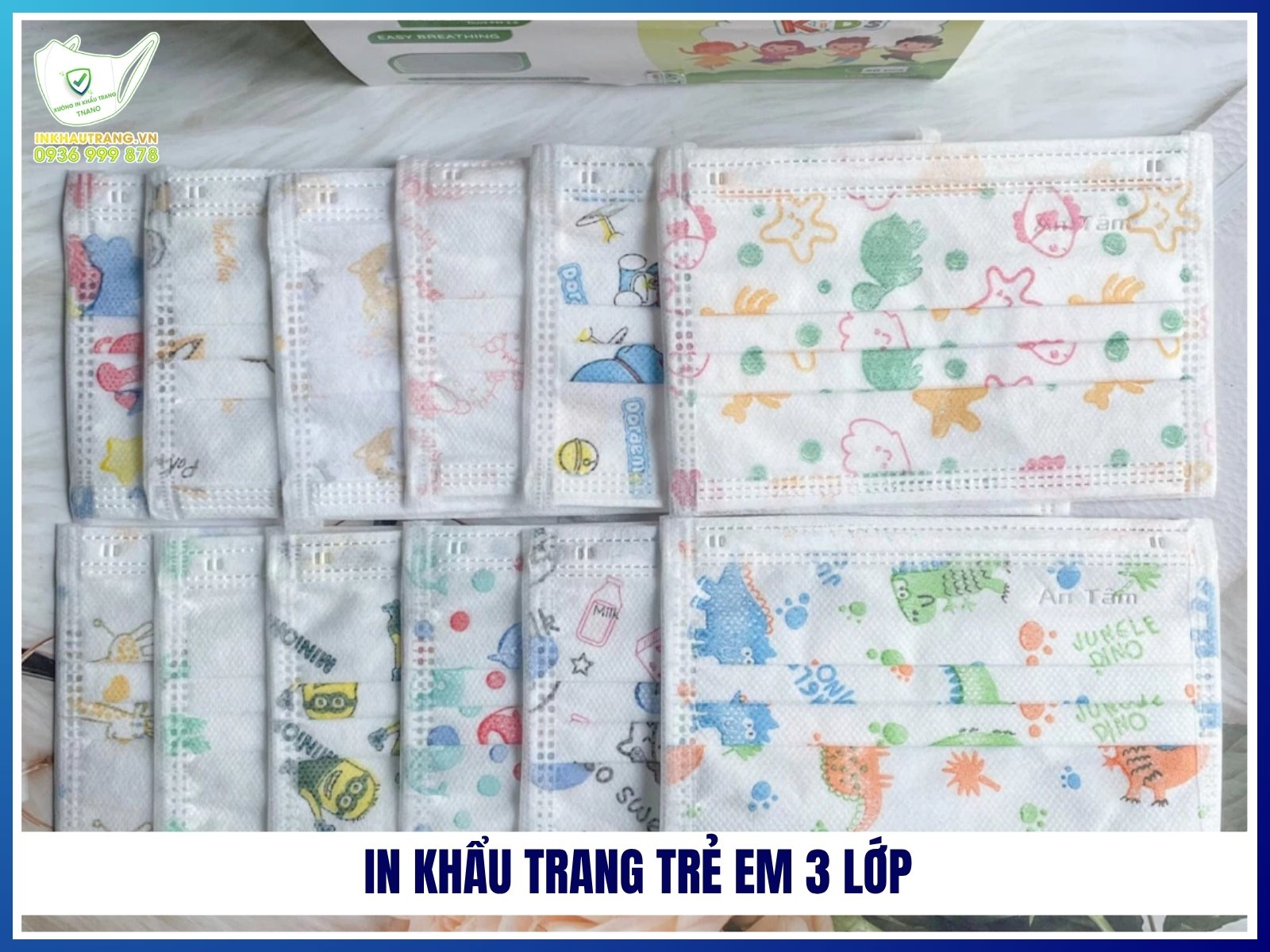 In khẩu trang trẻ em 3 lớp