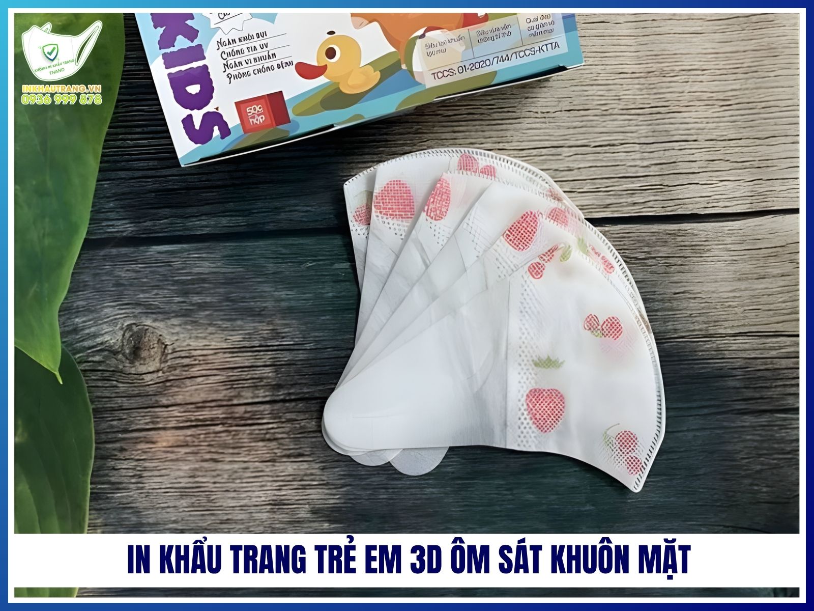 In khẩu trang trẻ em 3D ôm sát khuôn mặt