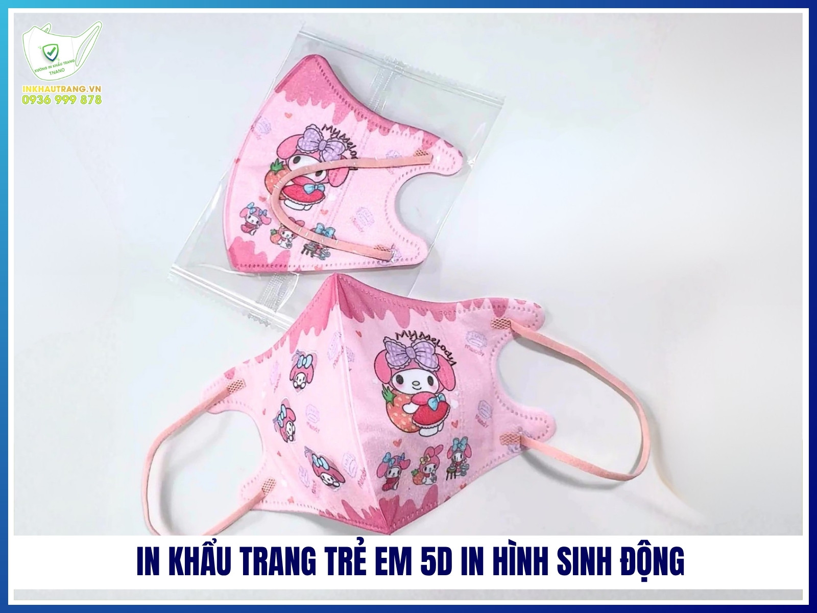 In khẩu trang trẻ em 5D in hình sinh động