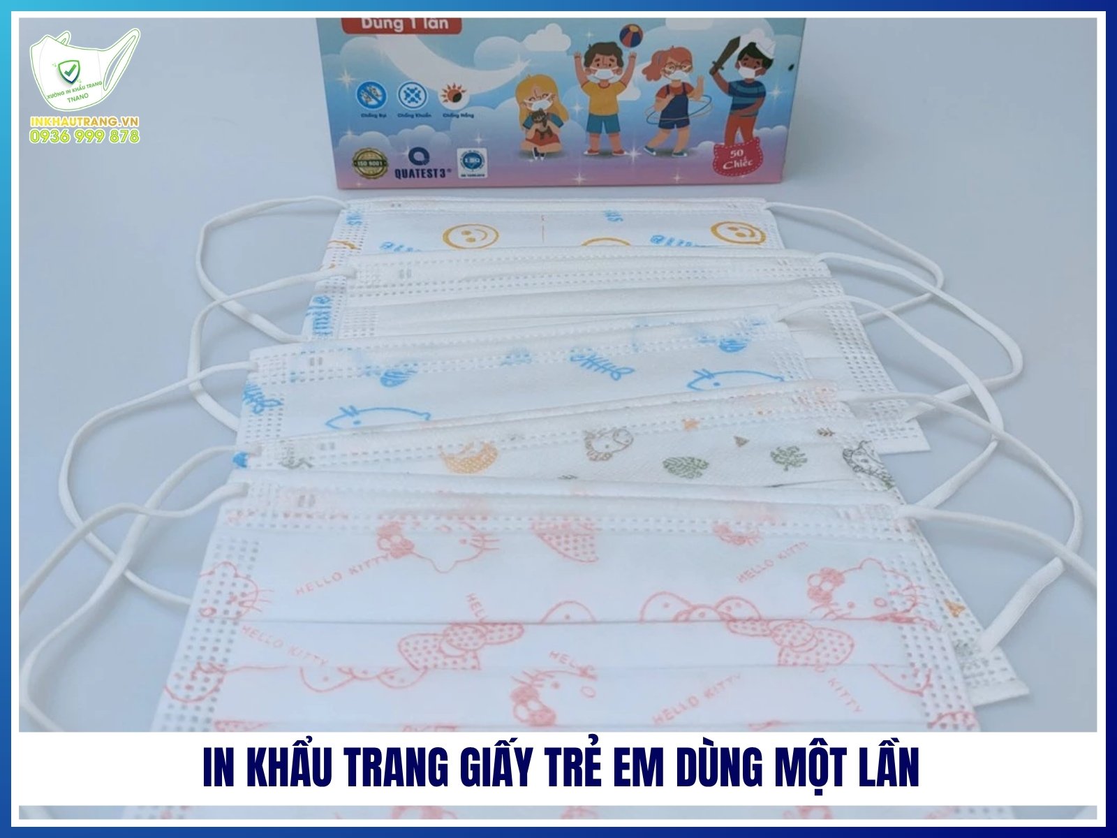 In khẩu trang giấy trẻ em dùng một lần