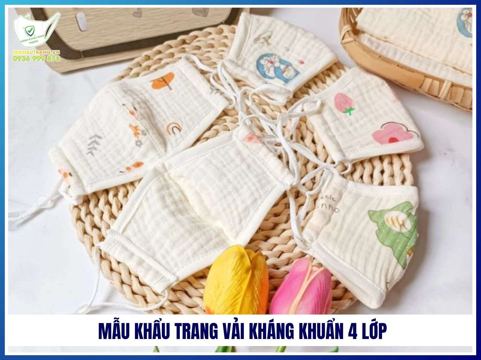 Mẫu khẩu trang vải kháng khuẩn 4 lớp