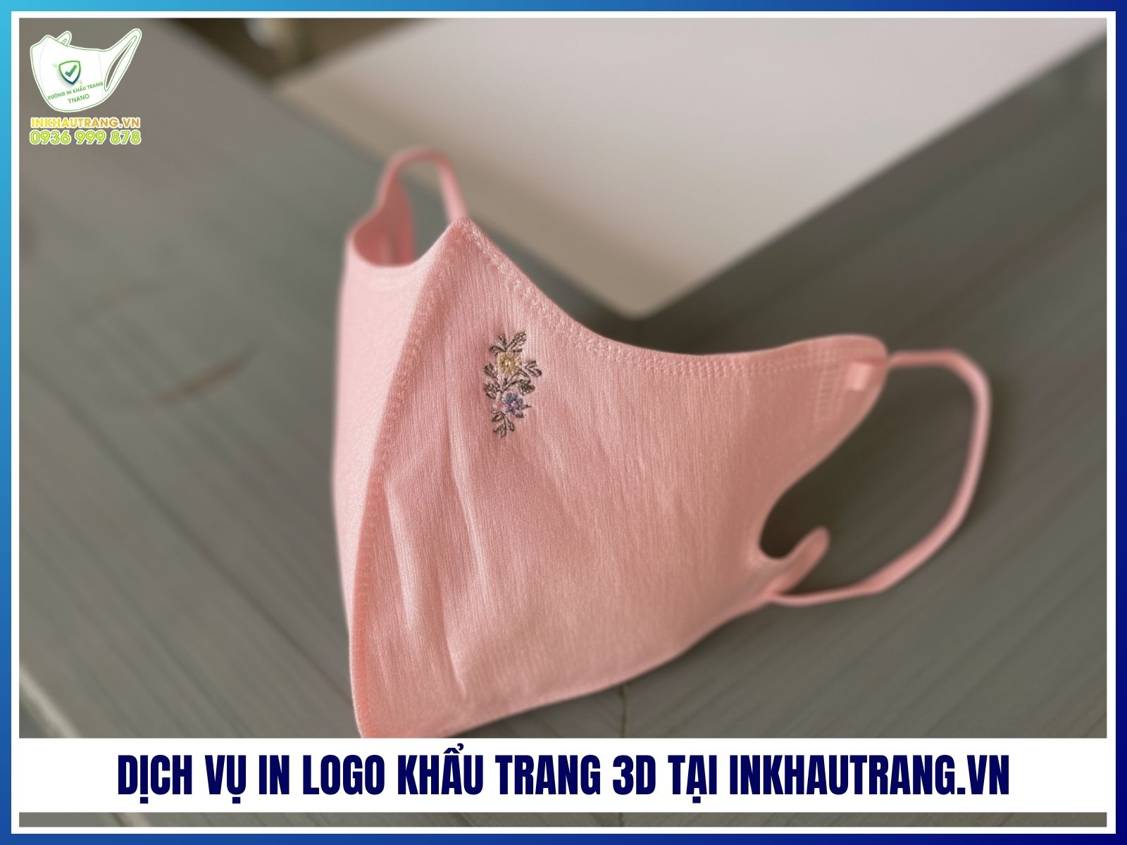 Dịch vụ in logo khẩu trang 3D tại Inkhautrang.vn