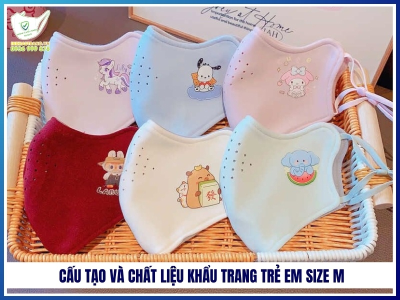 Cấu tạo và chất liệu khẩu trang trẻ em size M