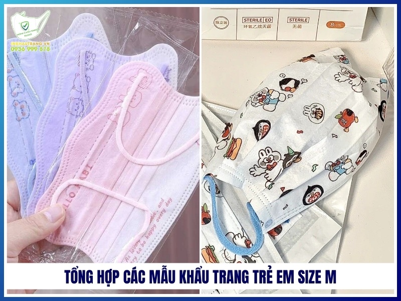 Tổng hợp các mẫu khẩu trang trẻ em size M 