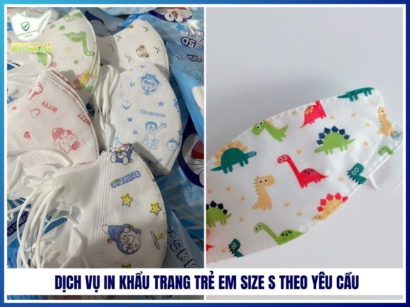 Dịch vụ in khẩu trang trẻ em size S theo yêu cầu