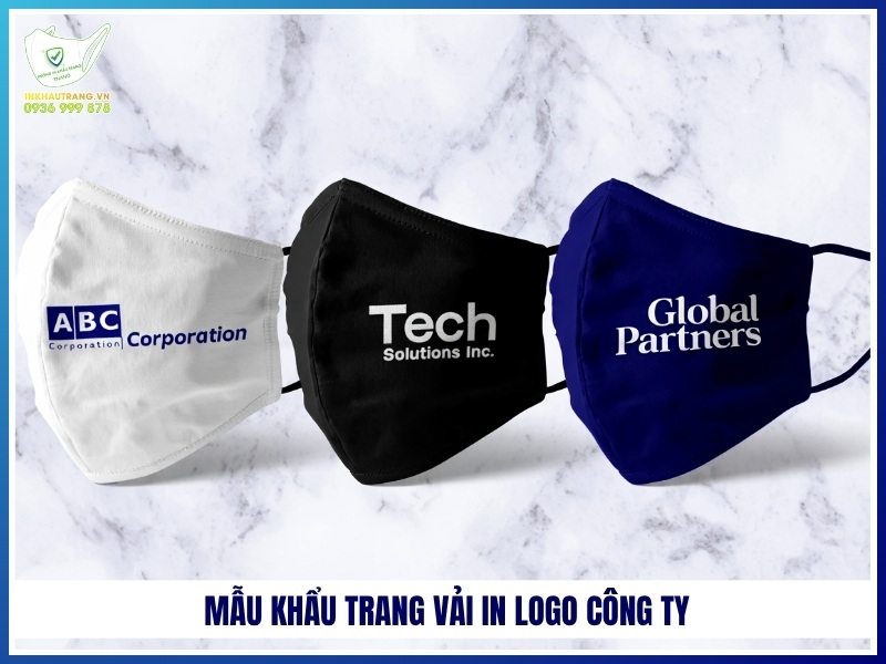 Mẫu khẩu trang vải in logo công ty