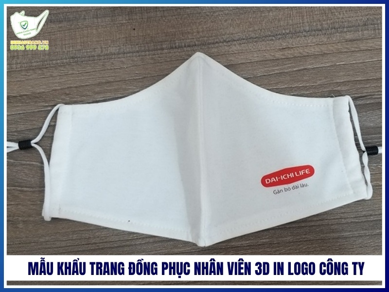 Mẫu khẩu trang đồng phục nhân viên 3D in logo công ty