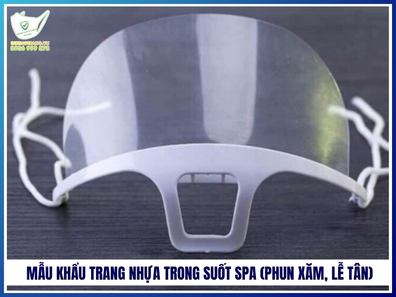 Mẫu khẩu trang nhựa trong suốt spa (phun xăm, lễ tân)
