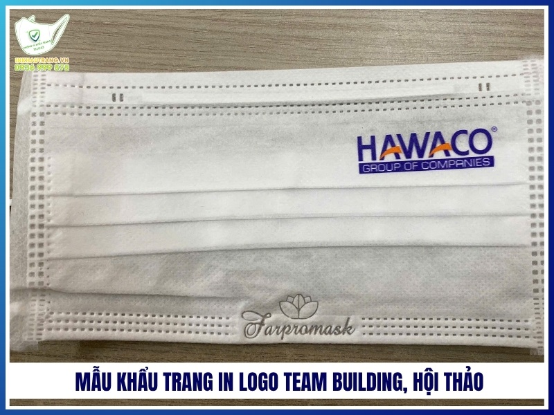 Mẫu khẩu trang in logo team building, hội thảo