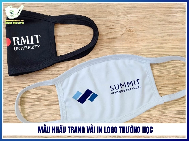 Mẫu khẩu trang vải in logo trường học