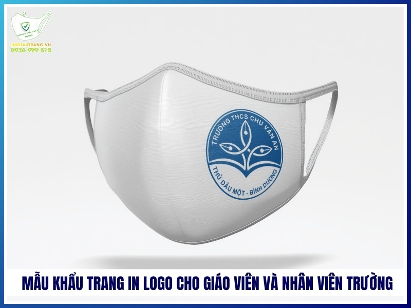 Mẫu khẩu trang in logo cho giáo viên và nhân viên trường