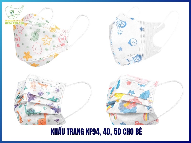 Khẩu trang KF94, 4D, 5D cho bé