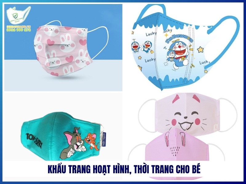 Khẩu trang hoạt hình, thời trang cho bé