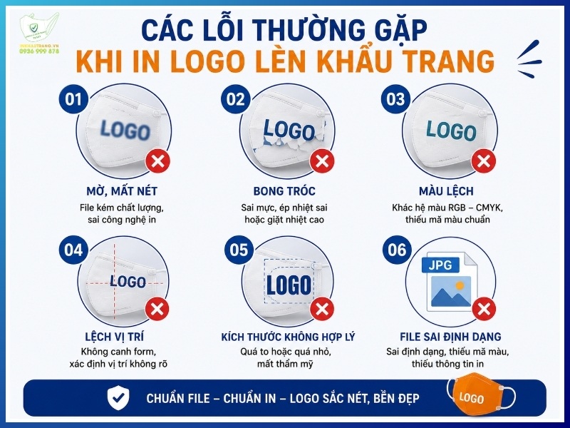 Các lỗi thường gặp khi in logo lên khẩu trang