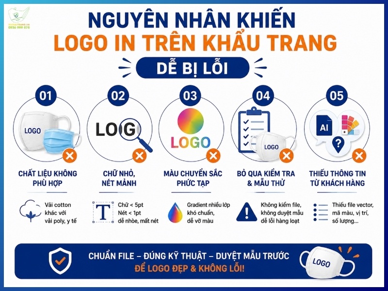 Nguyên nhân khiến logo in trên khẩu trang dễ bị lỗi