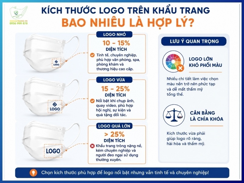 Kích thước logo trên khẩu trang bao nhiêu là hợp lý?
