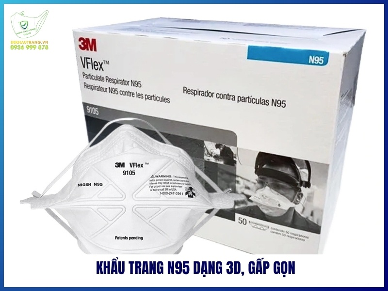 Khẩu trang N95 dạng 3D, gấp gọn