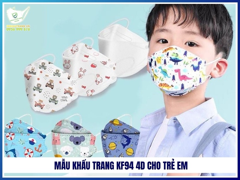 Mẫu khẩu trang KF94 4D cho trẻ em