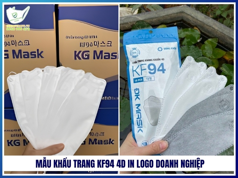 Mẫu khẩu trang KF94 4D in logo doanh nghiệp