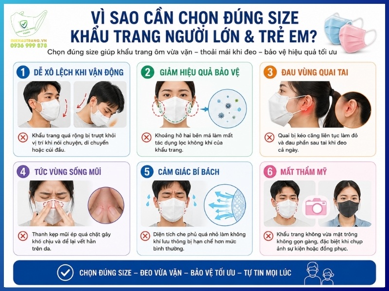 Vì sao cần chọn đúng size khẩu trang người lớn và trẻ em?