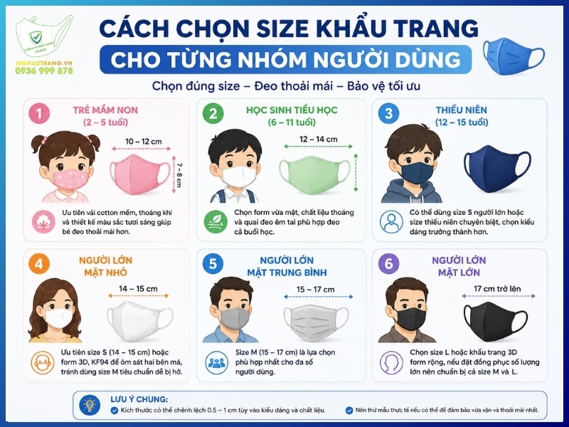 Cách chọn size khẩu trang cho từng nhóm người dùng